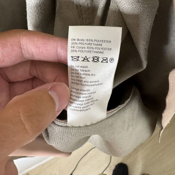 Nanushka Eddy Two-Tone Vegan Leather Shirt Shacket Jacket in Blush Belt Sz M - Picture 4 of 11